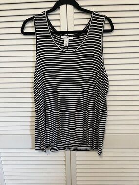 White House Black Market Black & White Striped Tank